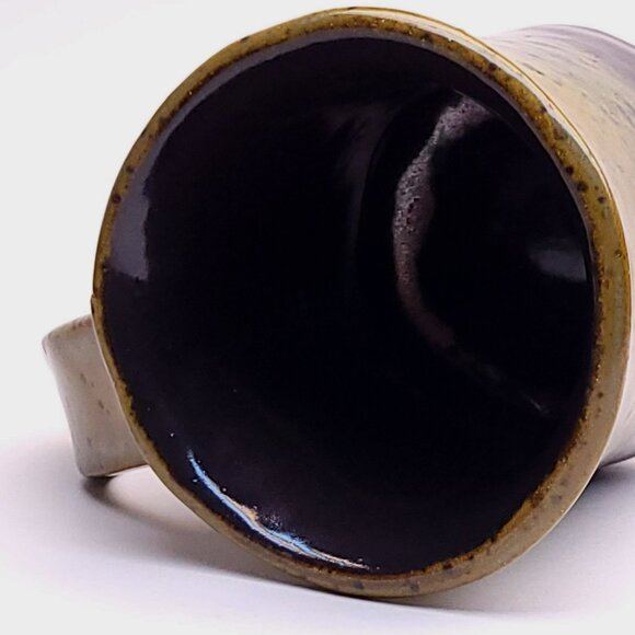 Handcrafted Mug Signed Joan G. Earthy Green Gold & Brown Glaze Finish - Picture 11 of 11